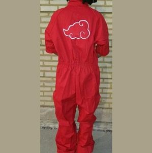 NEW Naruto Akatsuki Red Cloud Adult Gamers Jumpsuit/Coveralls. XL. Red. Unisex.